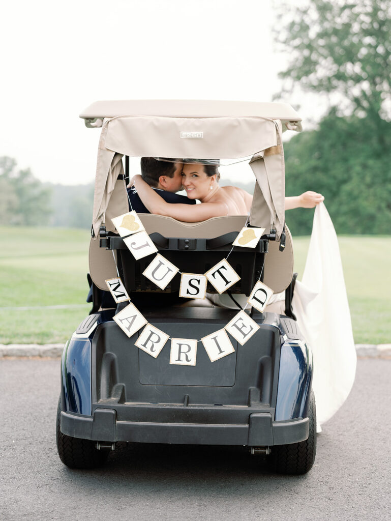 just married golf cart picture at golf course