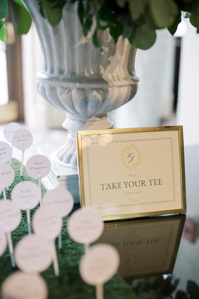 take your tee wedding place cards at westchester country club