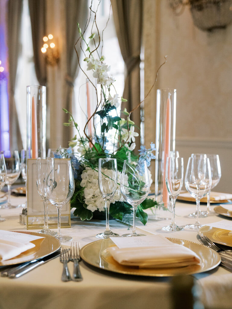 Wedding table setting at westchester country club wedding