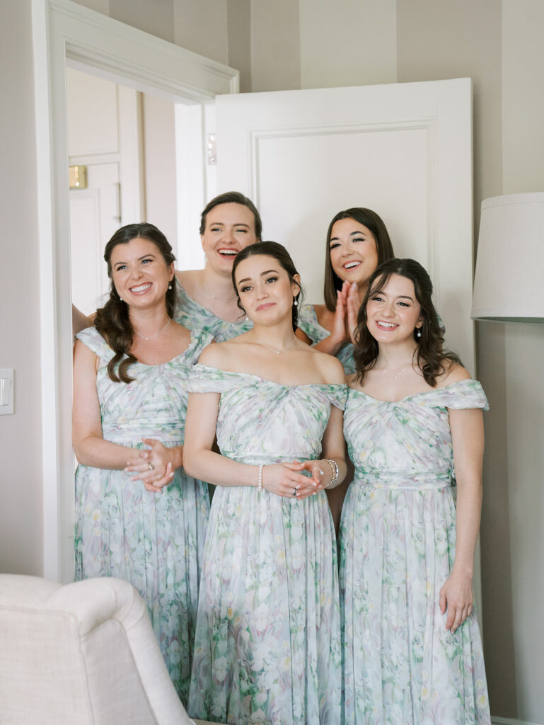 floral cap sleeve bridesmaids dresses